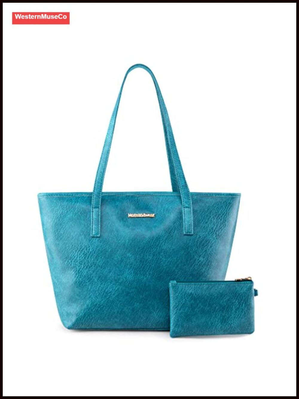 Vegan Leather Tote Bag Set with Matching Pouch Hobo Work Purse